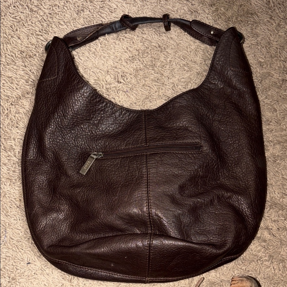 Classic Brown Leather Hobo Shoulder Bag